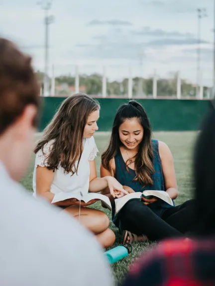 college girls having a bible study