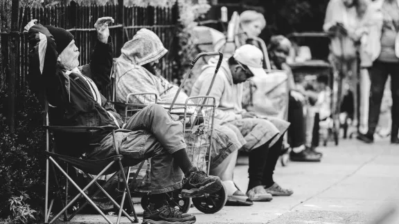 Homeless people waiting