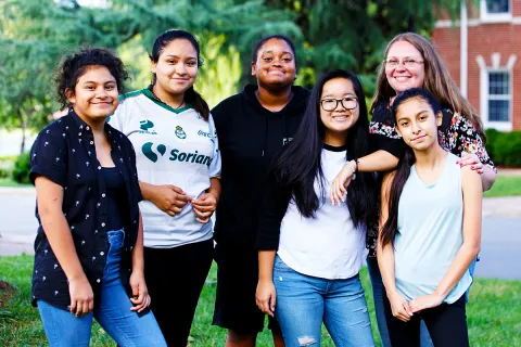 Missionary with a group of girls